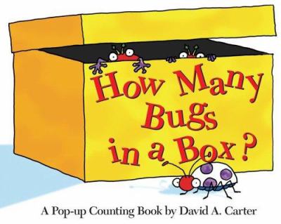 A yellow box with book title and a purple speckled lady bug illustration