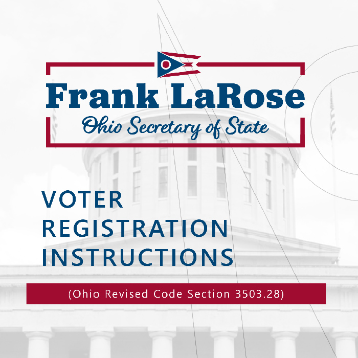 Frank LaRose Voter Registration Instructions